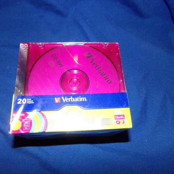 Verbatim 12x CD-RW 20 Pack w/ Jewel Cases - New in Box - Multi-colored - Picture 8 of 8